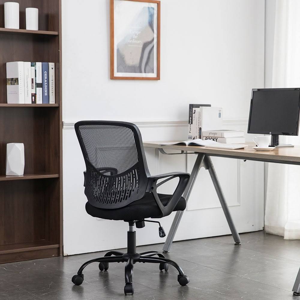 Black Swivel Mesh Chair with Armrest T46364