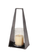 Silver Metal Candle Holder with Hurricane Glass F44920