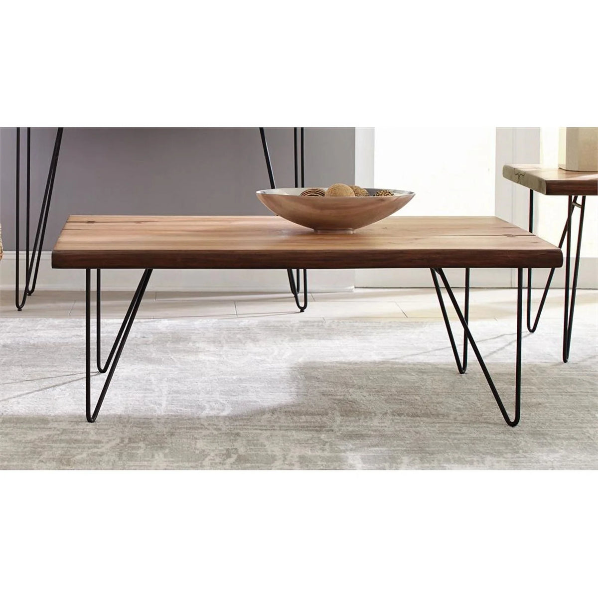 Mid-Century Wood Coffee Table with Hairpin Legs Q128334