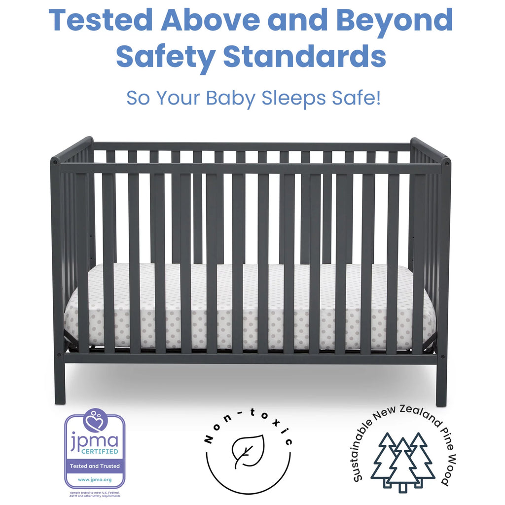 Charcoal Gray 4-in-1 Convertible Baby Crib K6125
