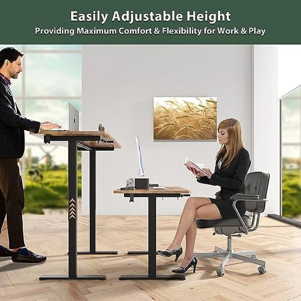Height Adjustable 44 Inches Manual Standing Desk Black S581
