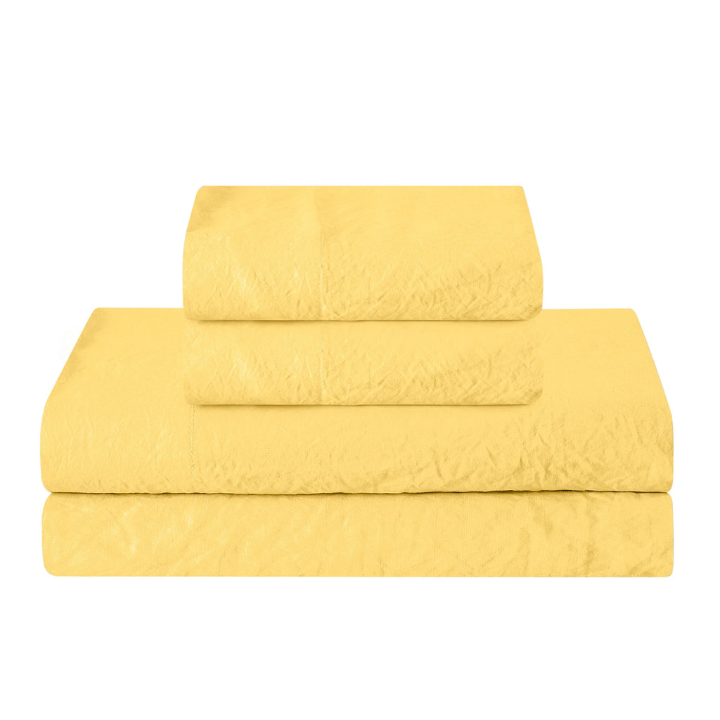 Washed Crinkled Sheet Set Twin Yellow L8859