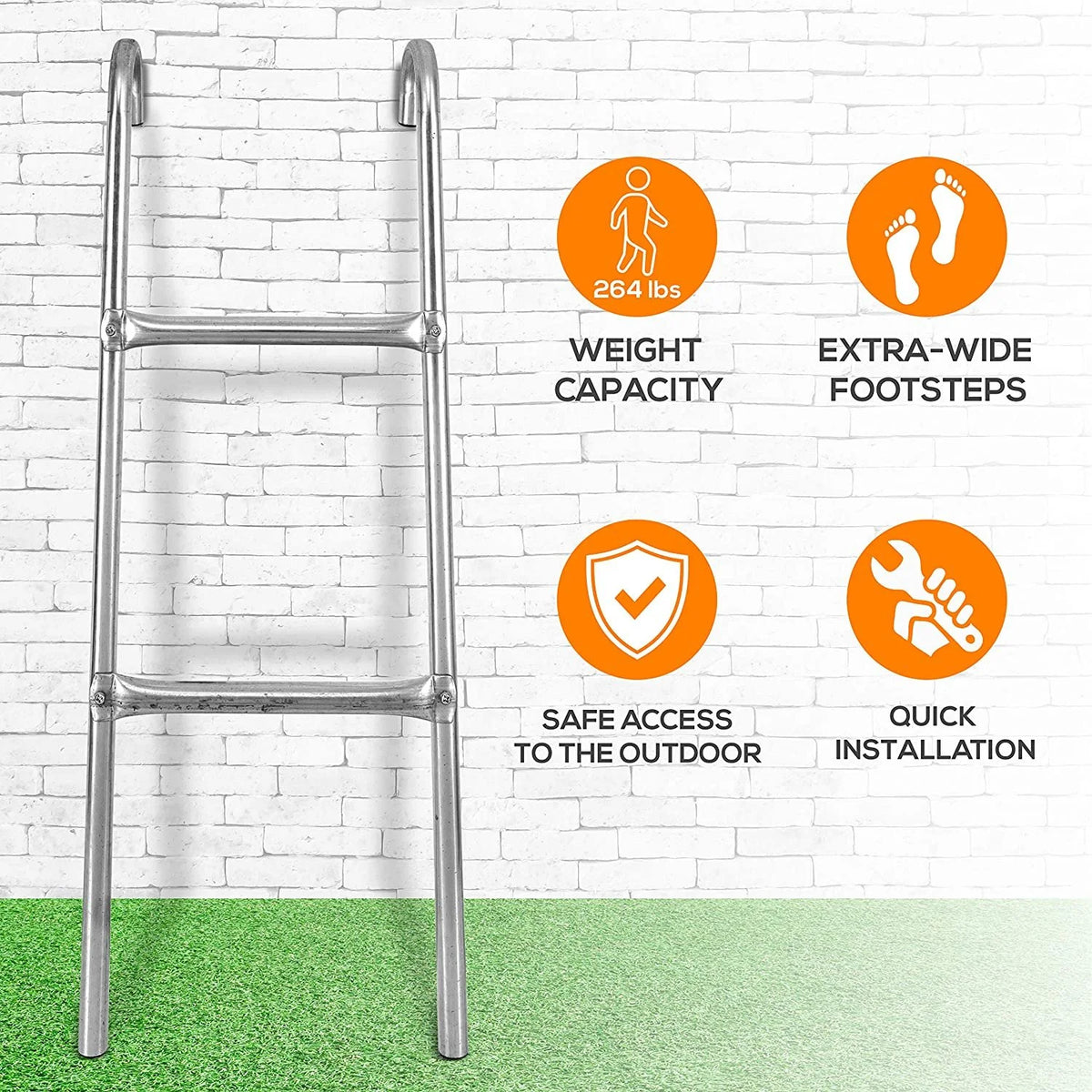 2 Step Galvanized Steel Trampoline Access Ladder F879443