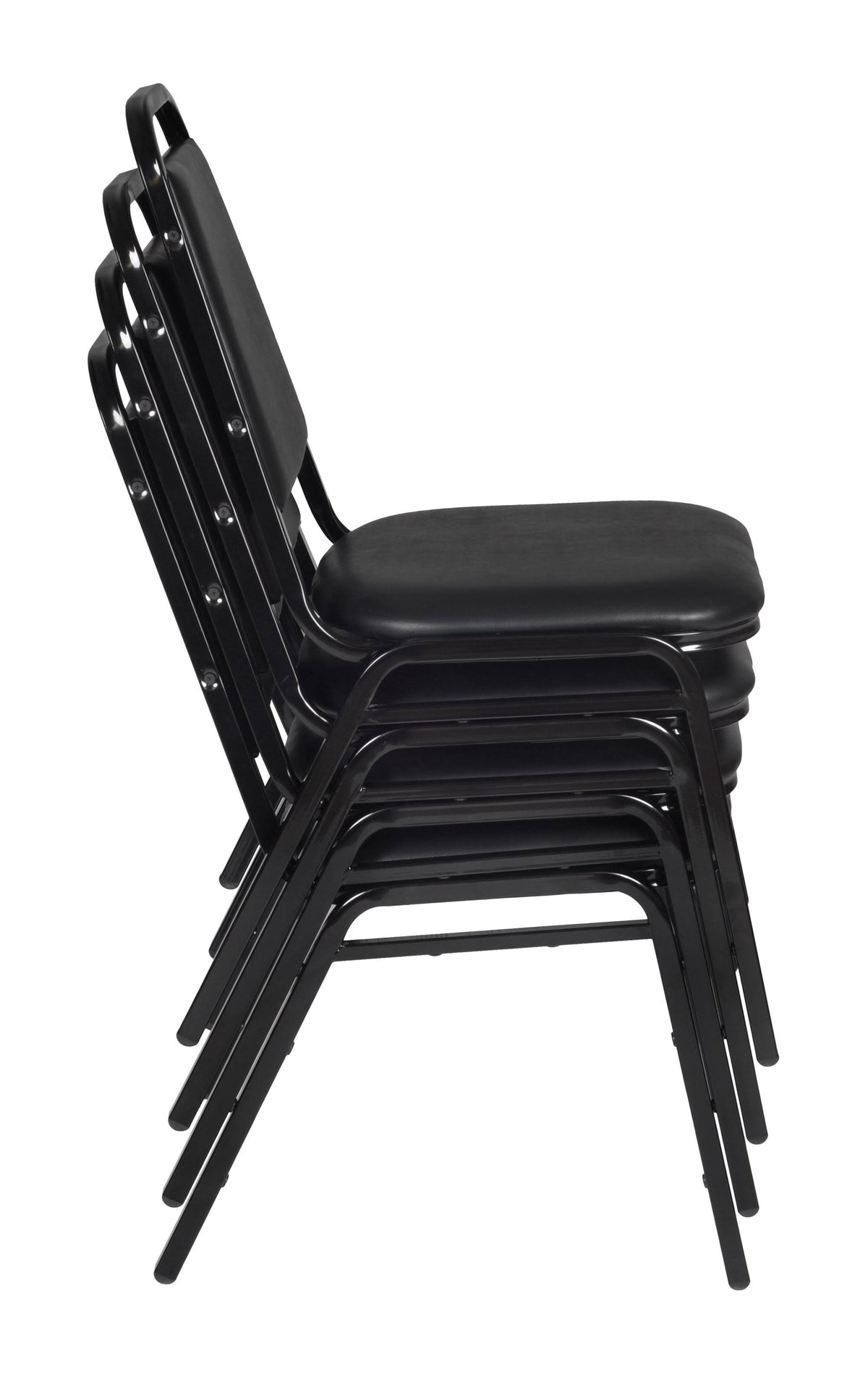 36x22 Round Breakroom Table Maple Chrome with 4 Stack Chairs Black E389519