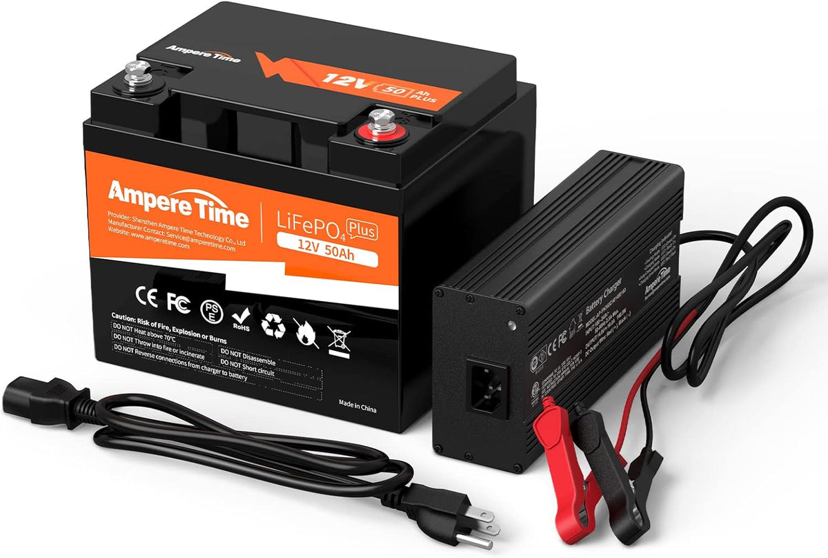 12V 50Ah LiFePO4 Battery with 14.6V 10A Charger F726