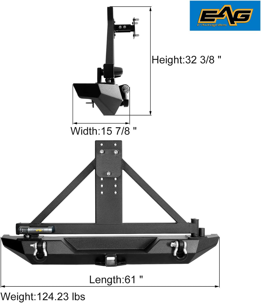 Rock Crawler Rear Bumper with Tire Carrier Z5347
