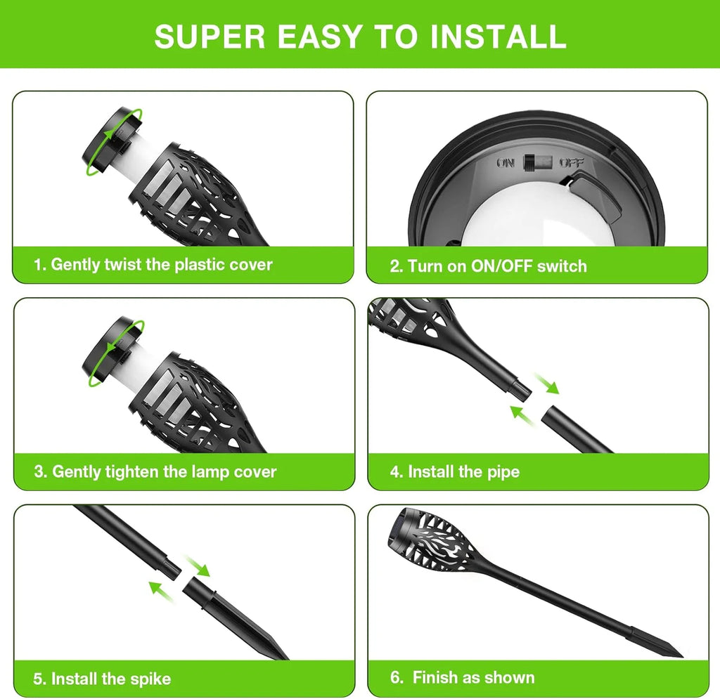 12 Pack Solar Torch Lights Outdoor, LED Flickering Solar Lights, Waterproof Flame Lights X885