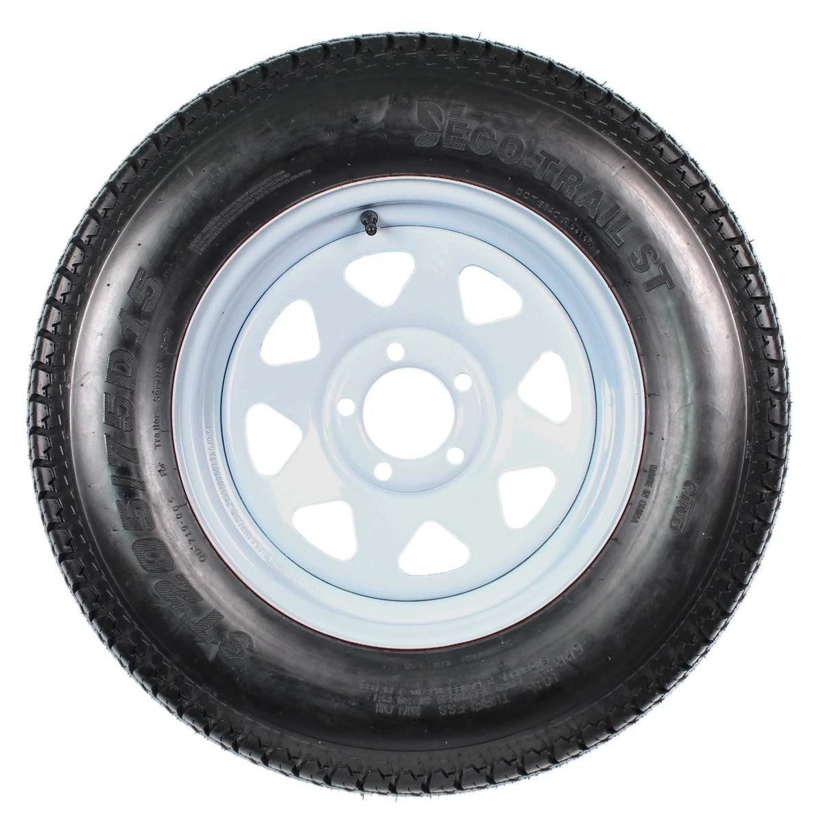 2-Pk Trailer Tire On Rim ST205/75D15 5 Hole White Spoke Wheel W229