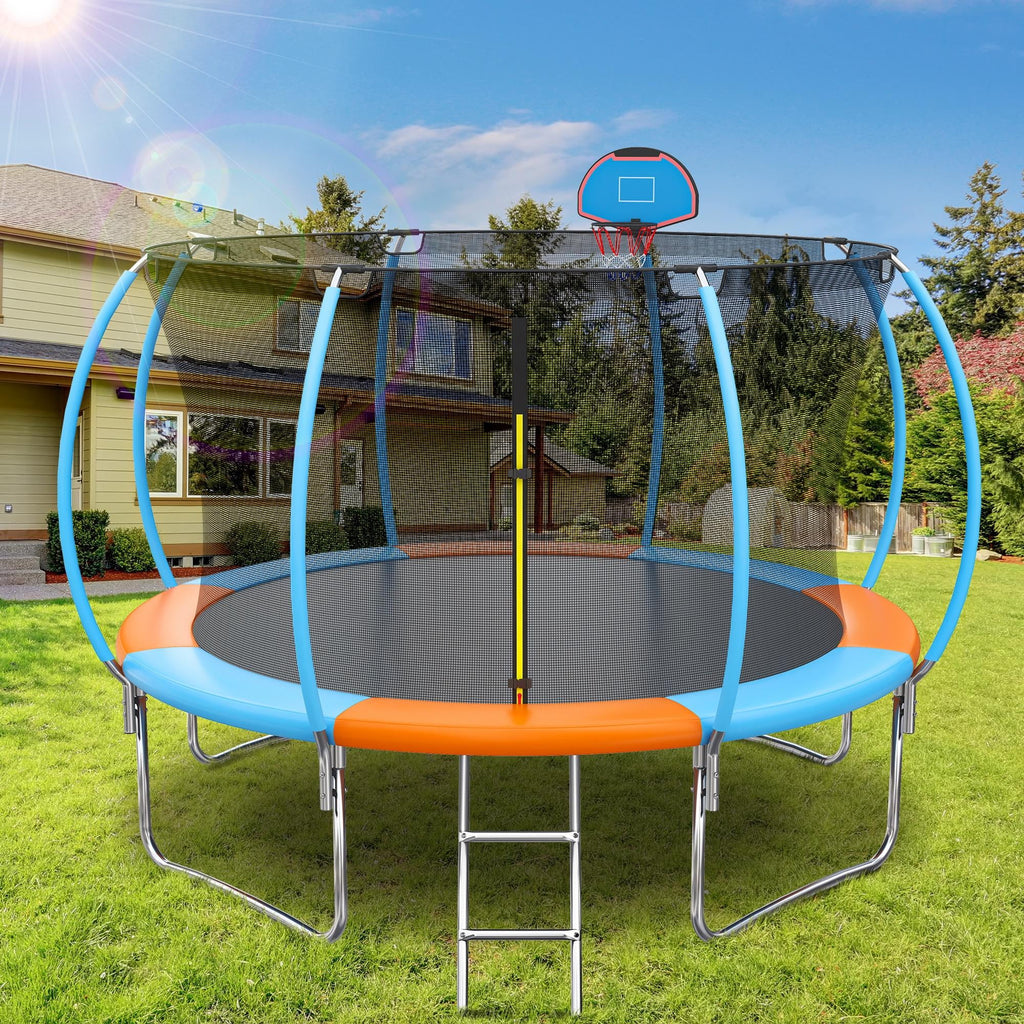 12FT Round Trampoline with Enclosure Net & Hoop Y7007