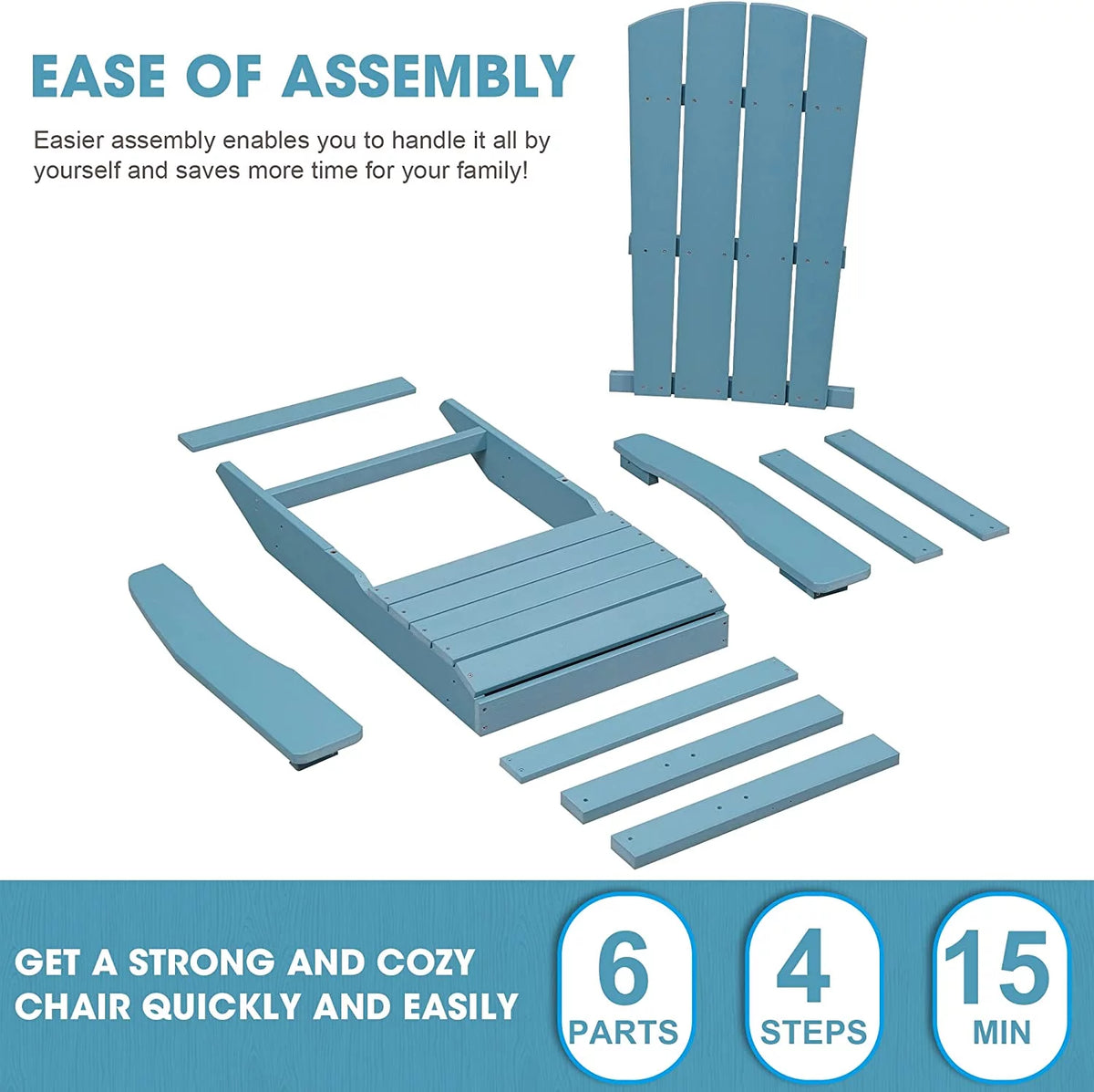 Blue Weather Resistant Plastic Adirondack Chairs B305382