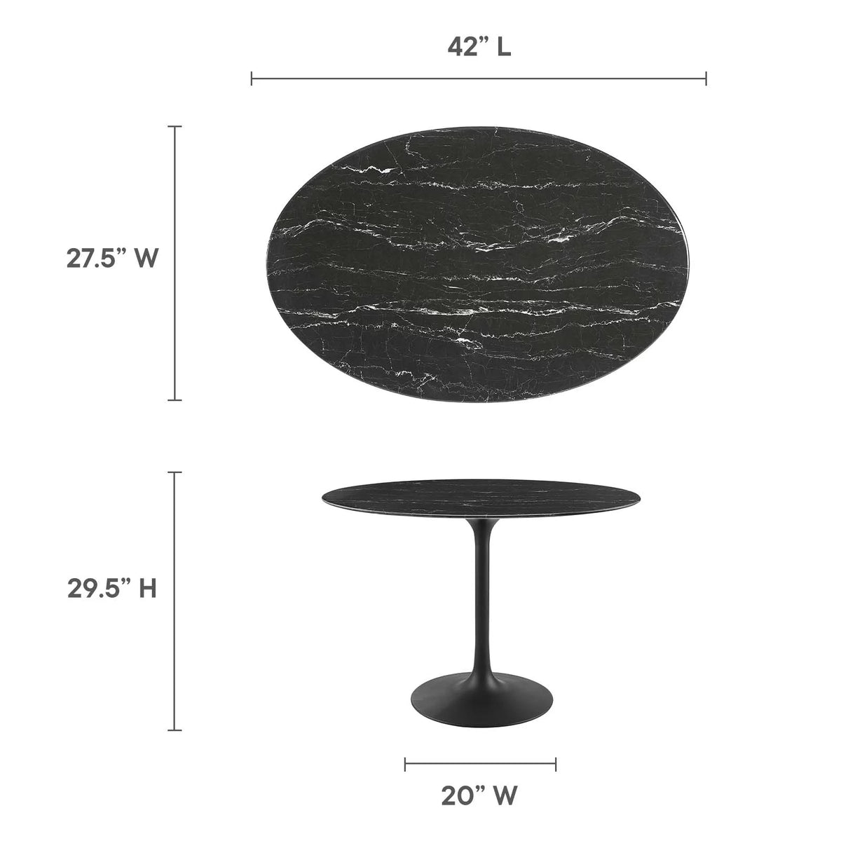 Oval 42" Artificial Marble Dining Table C871