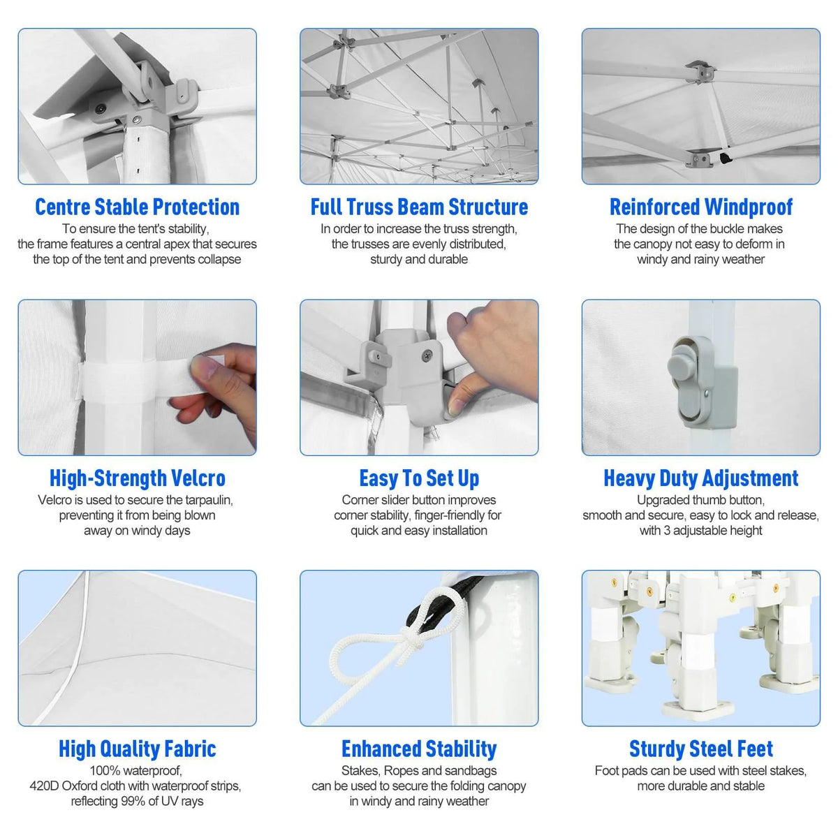 10'x30' Heavy Duty Waterproof Pop Up Canopy with 8 Removable Sidewalls, White M778660