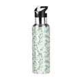 White Floral Green 20 OZ Stainless Steel Water Bottle with Straw Lid A1955