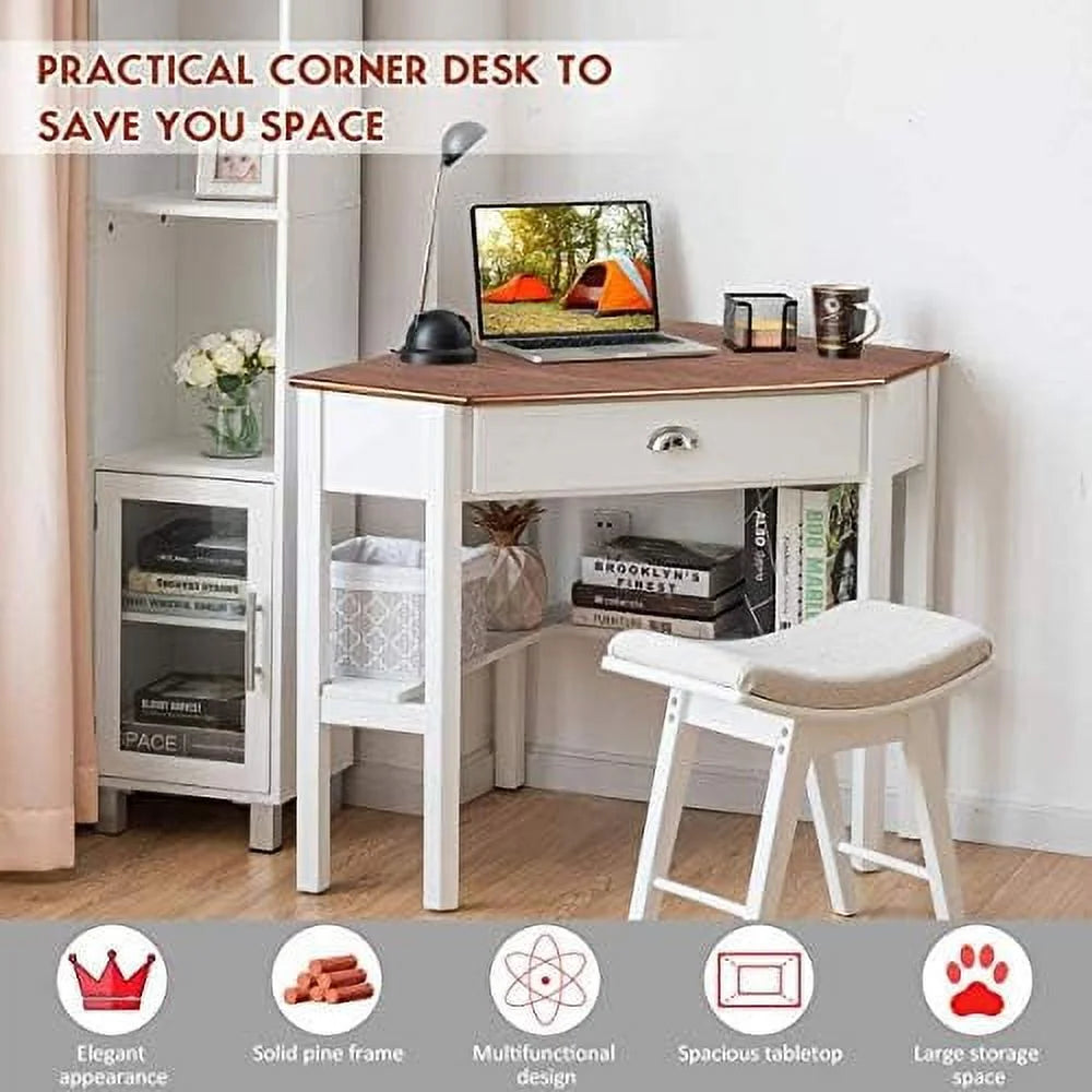 Corner Computer Desk with Drawer U3240