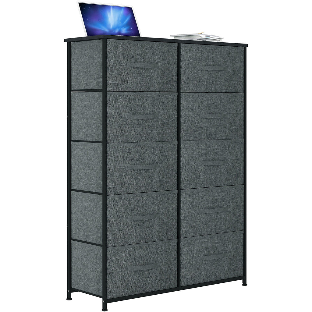 10 Drawer Storage Organizer with Wooden Top Shelf Q582
