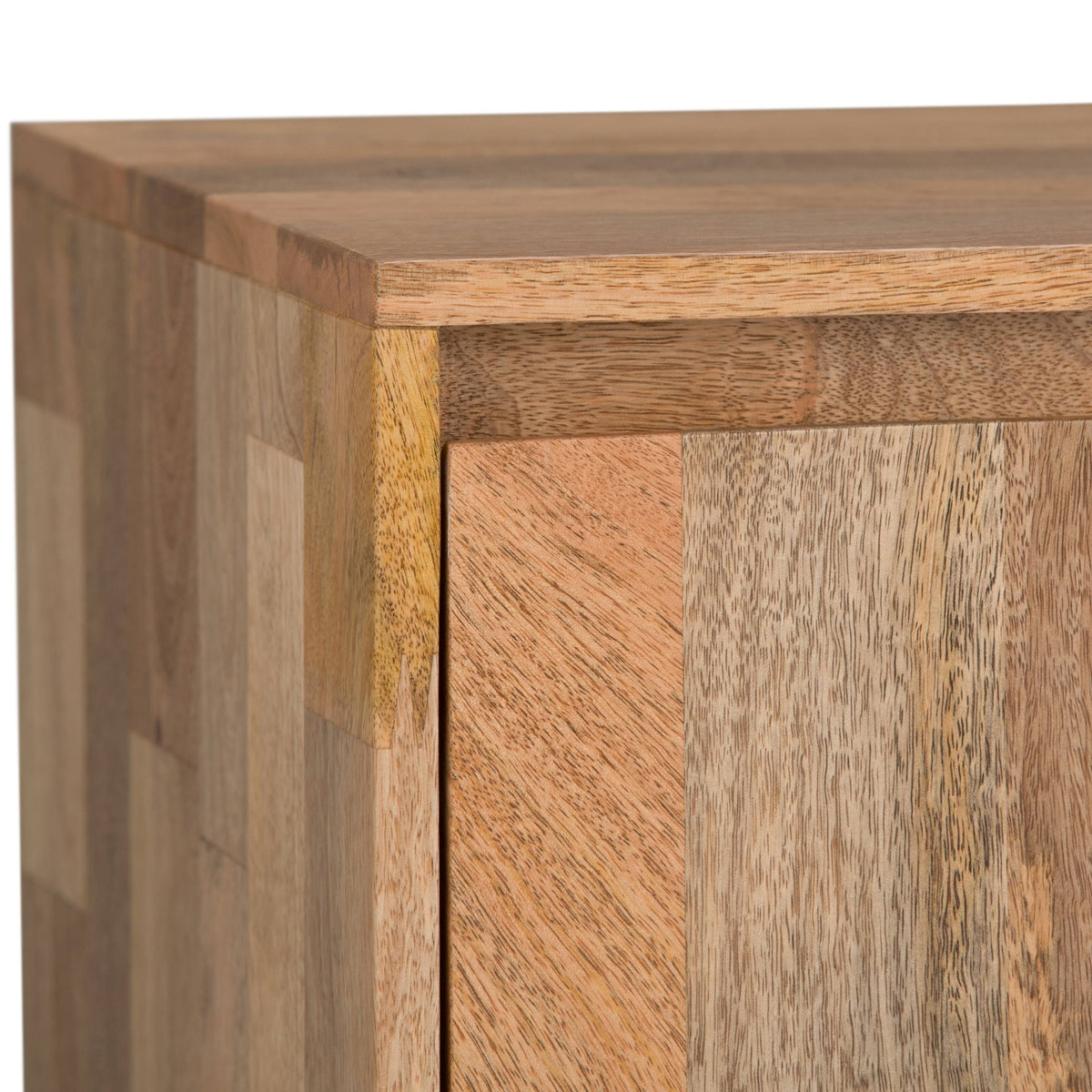 Natural Mango Wood and Metal TV Media Stand S734015