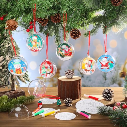 24 Sets DIY Plastic Christmas Bulb Ornament Kits M763269