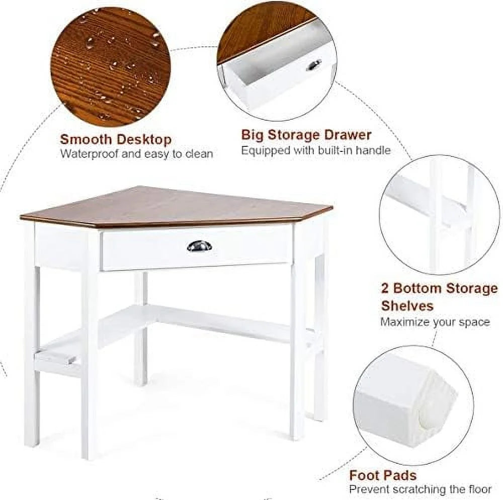 Corner Computer Desk with Drawer U3240