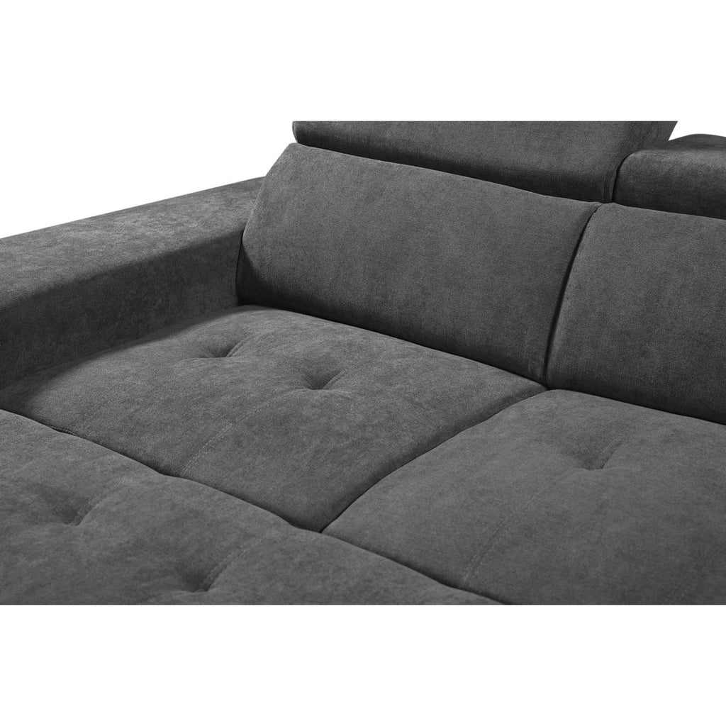 Light Gray Sleeper Sectional Sofa with Storage Ottoman and 2 Stools K72921