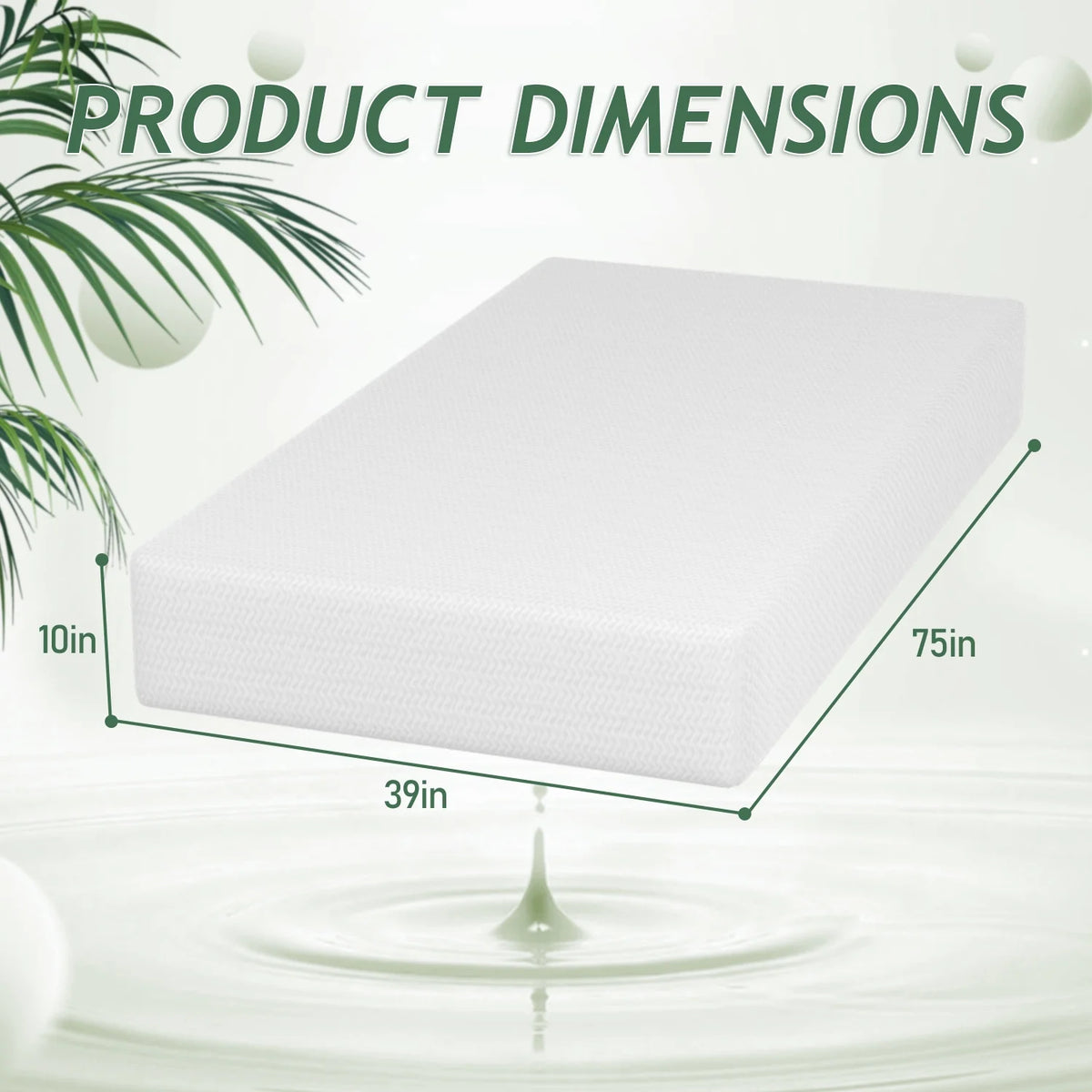 10 Inch Green Tea Memory Foam Twin Mattress G9484
