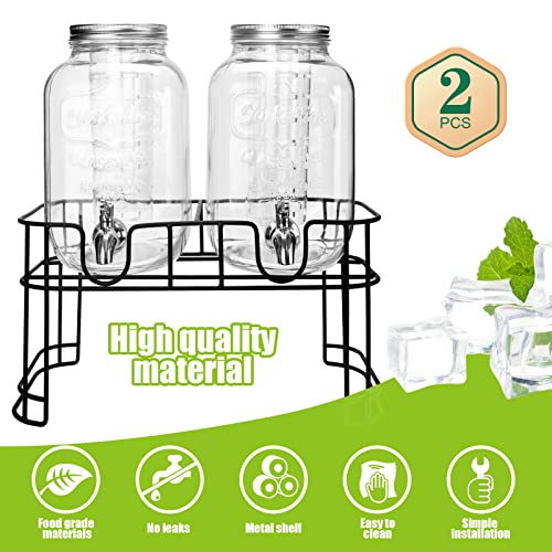 1 Gallon Glass Drink Dispenser with Stand and Stainless Steel Spigot Q473273