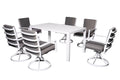 7 Piece Aluminum Outdoor Dining Set with 6 Swivel Chair Padded Cushion F6308