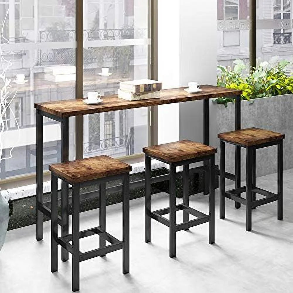 4 Piece Counter Height Dining Table Set with 3 PU Stools A275