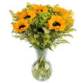 Fresh-Cut Yellow Flowers with Glass Vase B78911