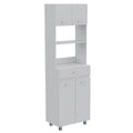 2-Shelf 1-Drawer Microwave Pantry Cabinet White D8925