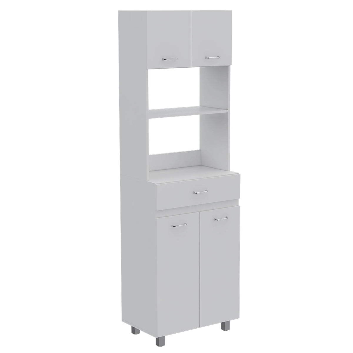 2-Shelf 1-Drawer Microwave Pantry Cabinet White D8925