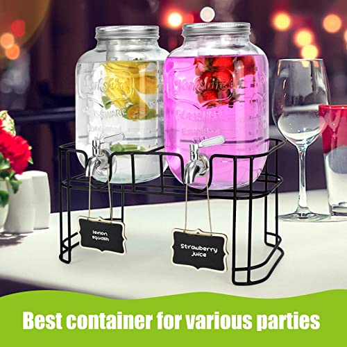 1 Gallon Glass Drink Dispenser with Stand and Stainless Steel Spigot Q473273