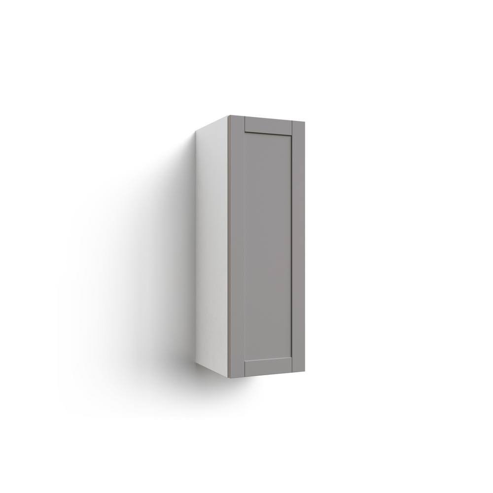 Gray Shaker Single Door Wall Cabinet Right Handed 12 in. W x 13.8 in. D x 36.5 in. H X1222