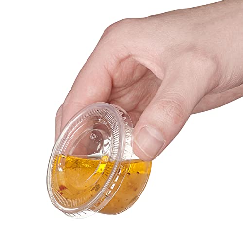 2 oz 100 Count Clear Disposable Plastic Portion Cups with Lids R23054