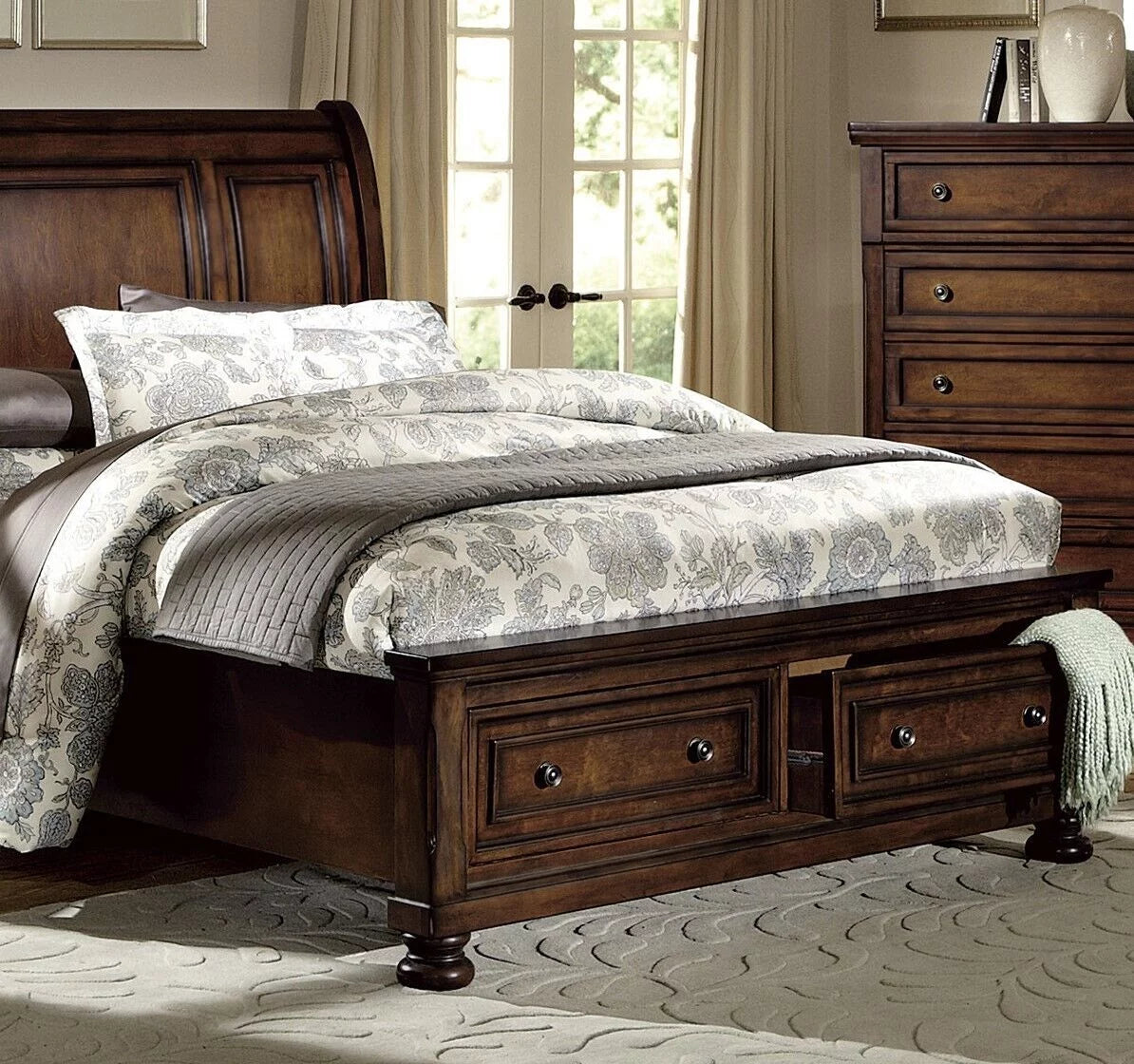 Brown Cherry 3pc King Bed Bedroom Set K828