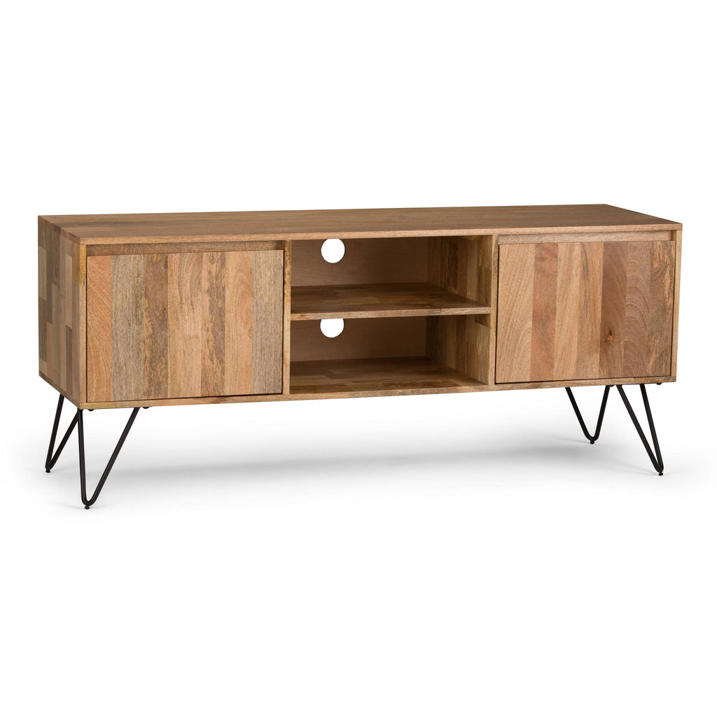 Natural Mango Wood and Metal TV Media Stand S734015