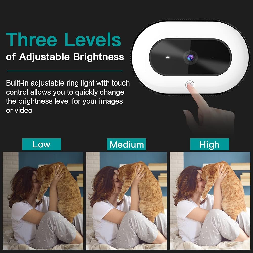 1080P Webcam with Ring Light and Privacy Cover U46752