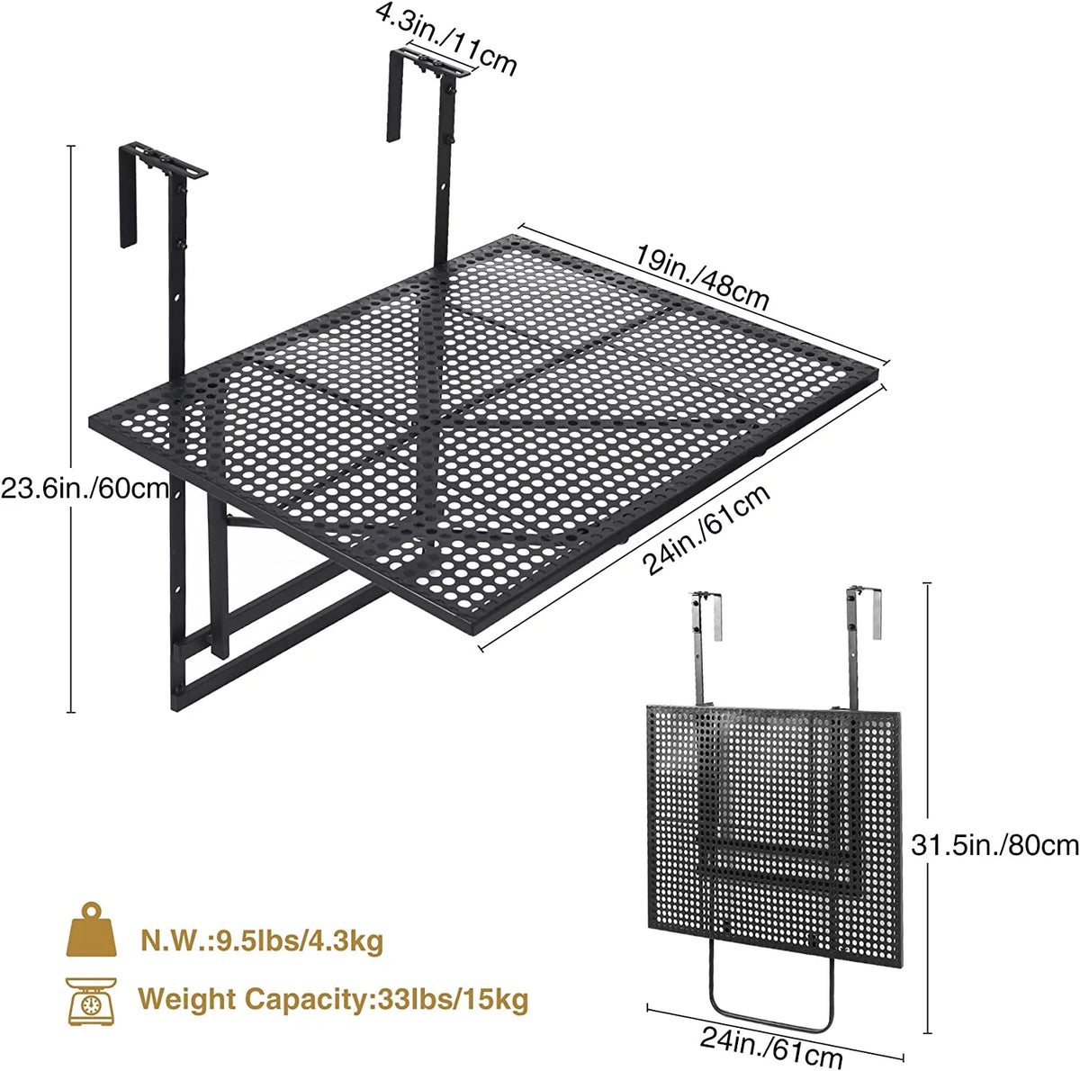 Folding Hanging Table 5 Height Adjustable X3487