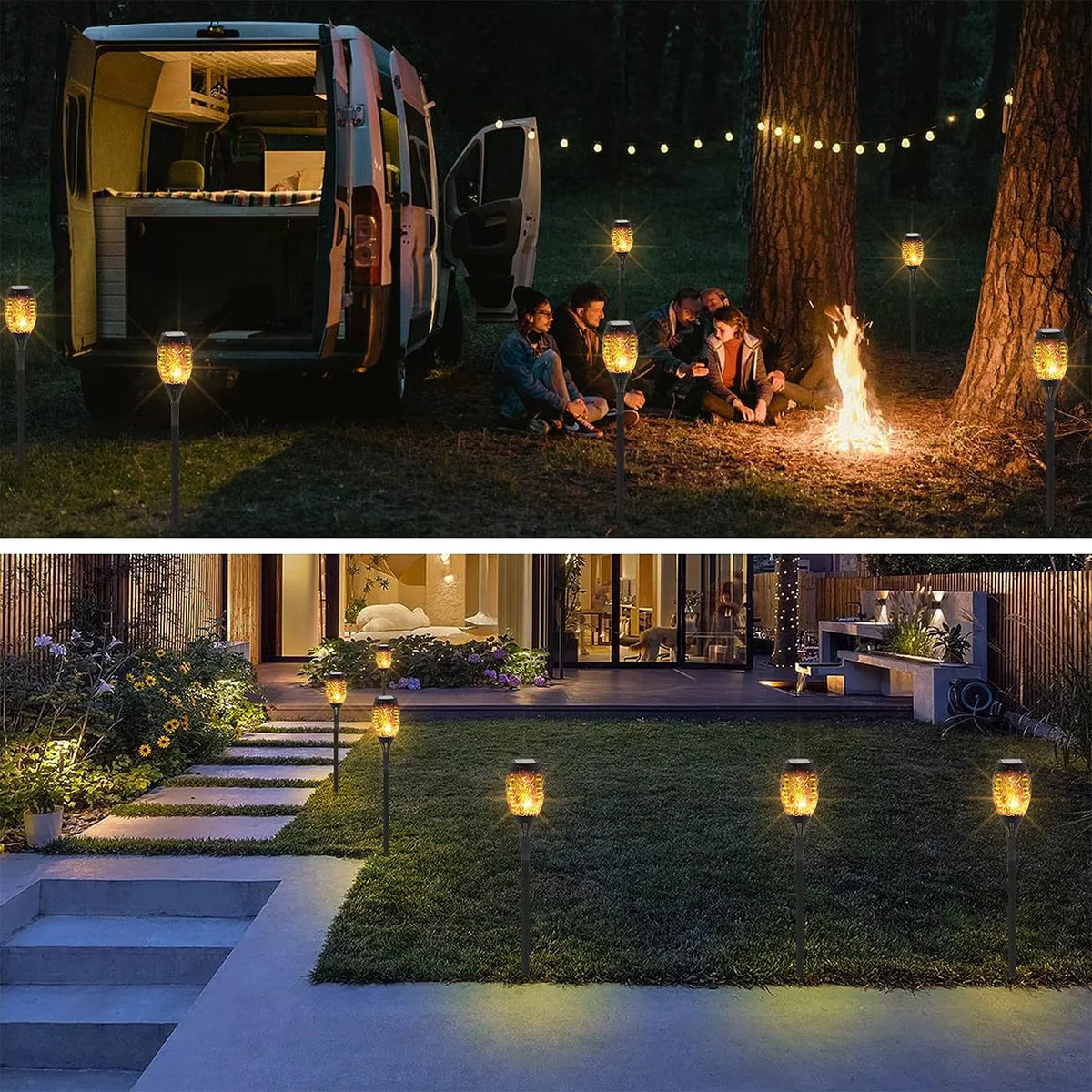 12 Pack Solar Torch Lights Outdoor, LED Flickering Solar Lights, Waterproof Flame Lights X885