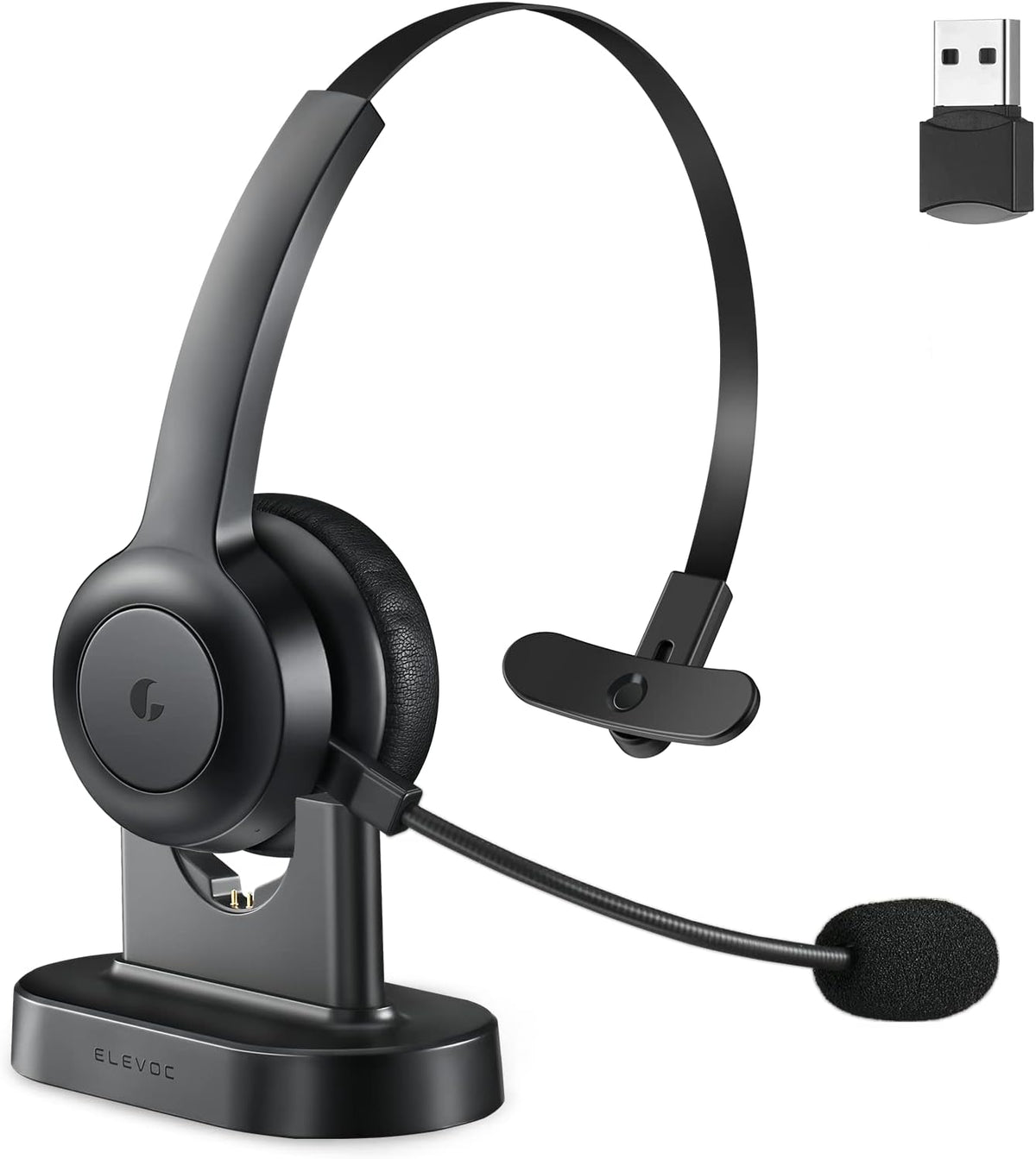 Wireless Bluetooth Headset with Microphone, AI Noise Cancelling, 35 Hrs Talk Time, USB Dongle, Charging Base, Mute Button, Pack of 2 P7025