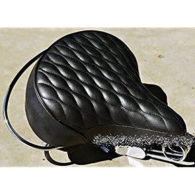 Black Classic Style Saddle with Chrome Rail Handle Bar H3182
