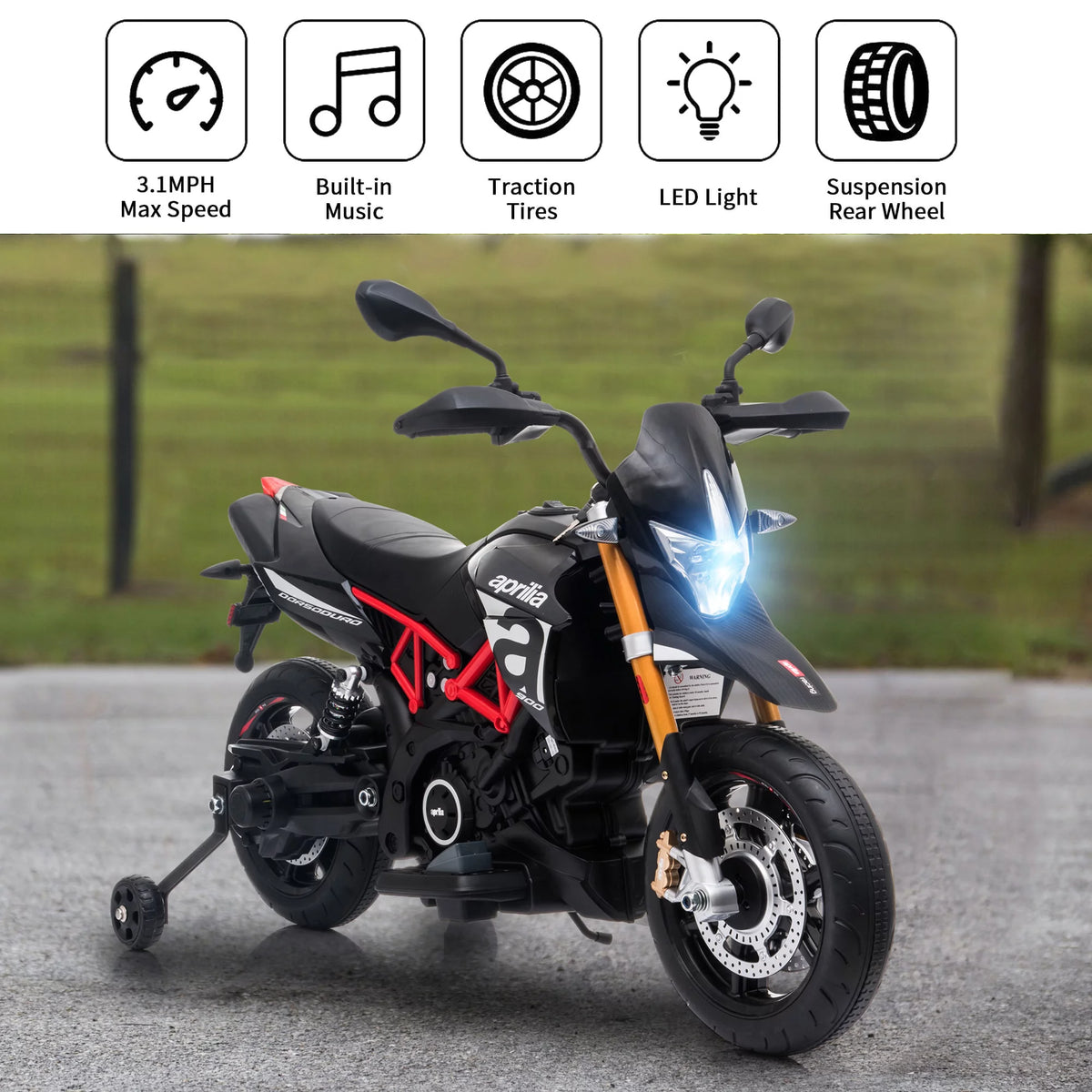 12V Ride on Motorcycle Electric Motorbike with Training Wheels E960