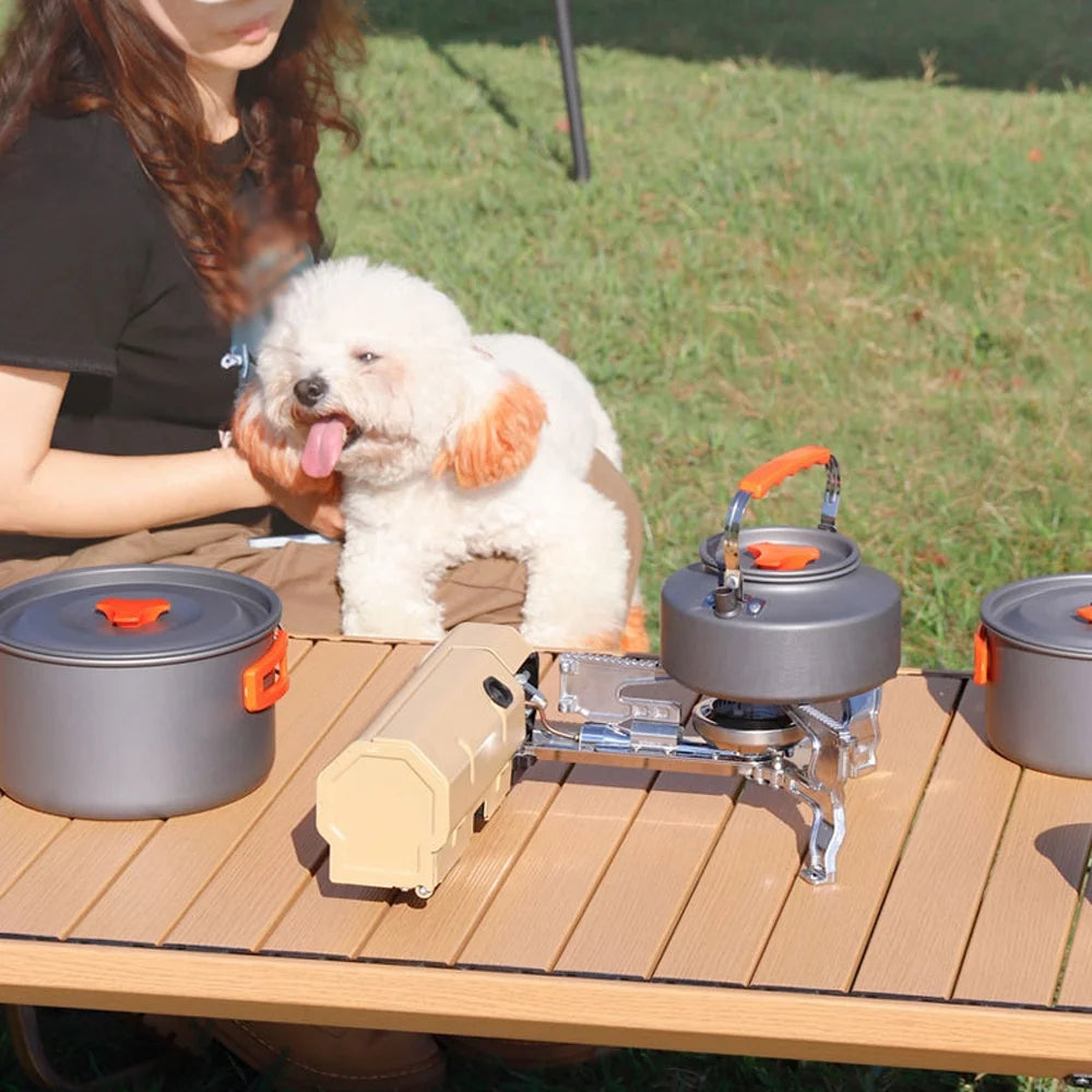 Portable Folding Butane Camping Stove with Electronic Ignition Carrying Bag D59151