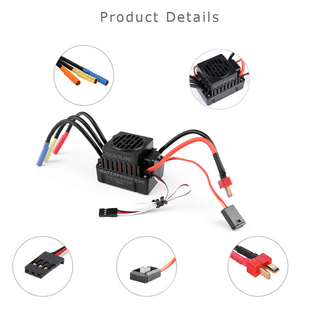 Waterproof 3650 3900KV Brushless Motor with 60A ESC Combo Set X308388