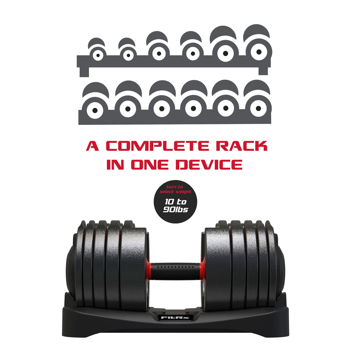 Adjustable Dumbbell 10-90 lbs Black Single A2301