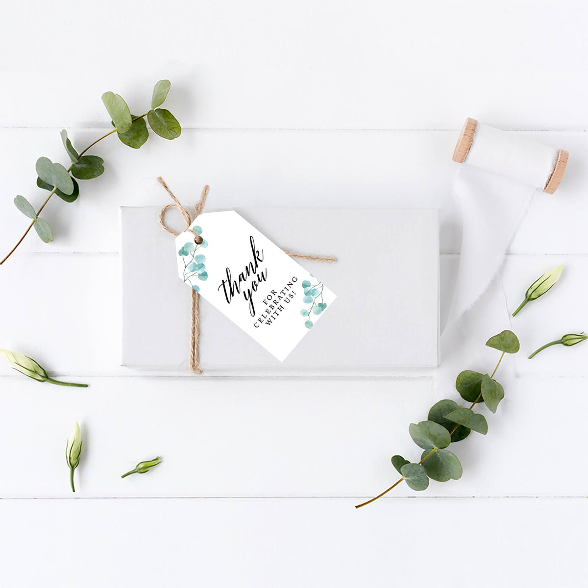 100-Pk Silver Dollar Eucalyptus Cardstock Gift Tags N44434