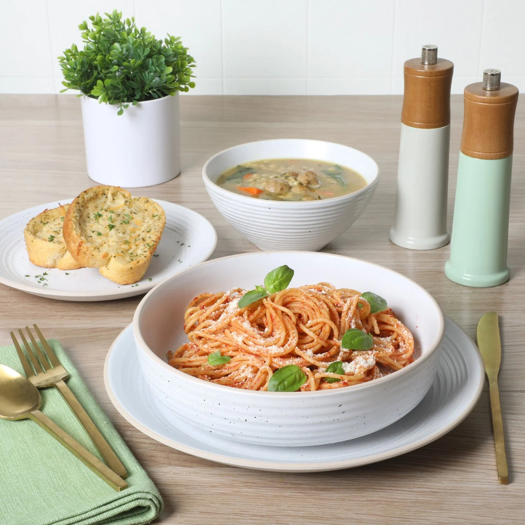 16 Piece Speckled Stoneware Dinnerware Set K85075
