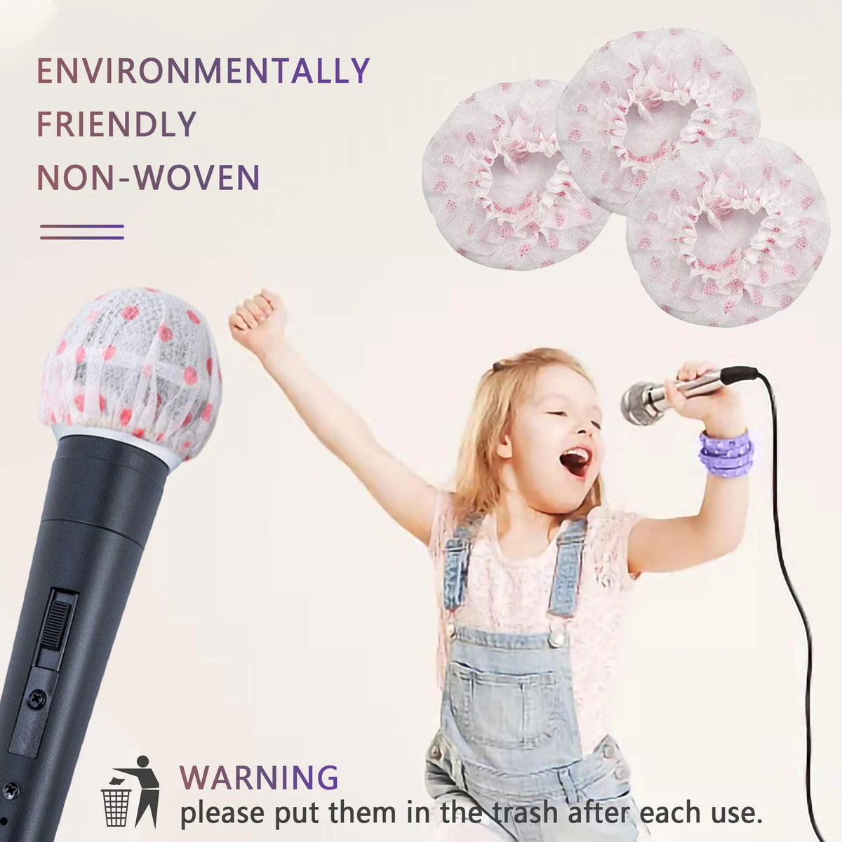 200 Pcs Black Non-Woven Disposable Microphone Cover C1629
