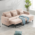 Beige Linen Reversible Sleeper Sectional Sofa with Storage Chaise Y84392