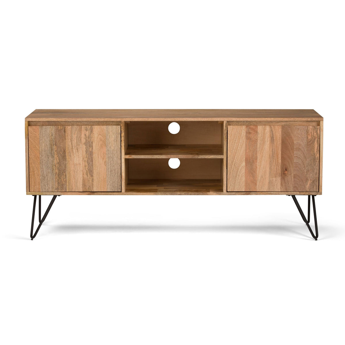 Natural Mango Wood and Metal TV Media Stand S734015