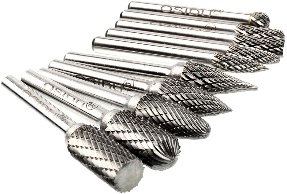10pcs 1/4 Inch Shank Double Cut Carbide Rotary Burr Set S23297